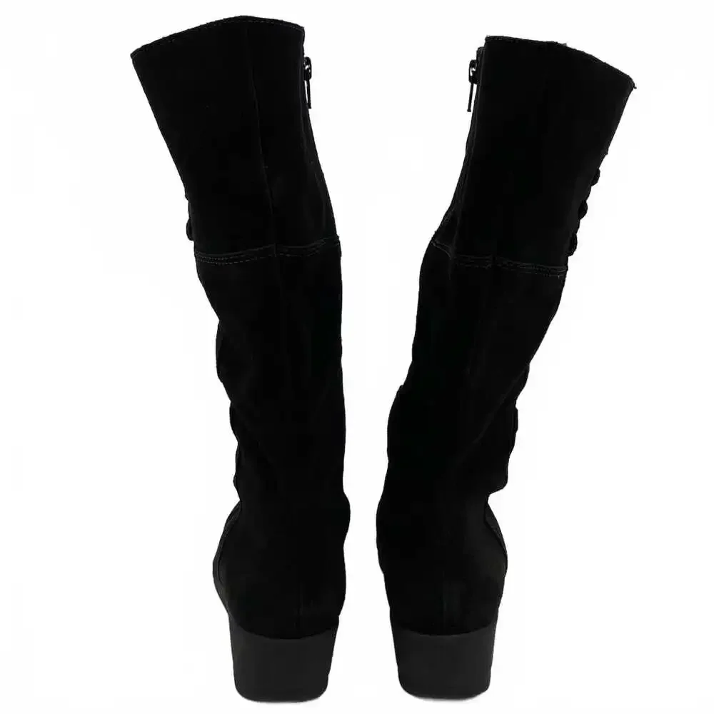 Nextday Black Suede Wedge Boots | Women’s 9.5
